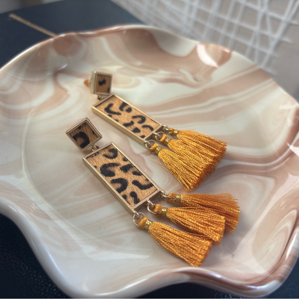 Leopard Print Tassel Earrings